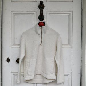Old Navy White Sherpa Pullover Quarterzip Sweater